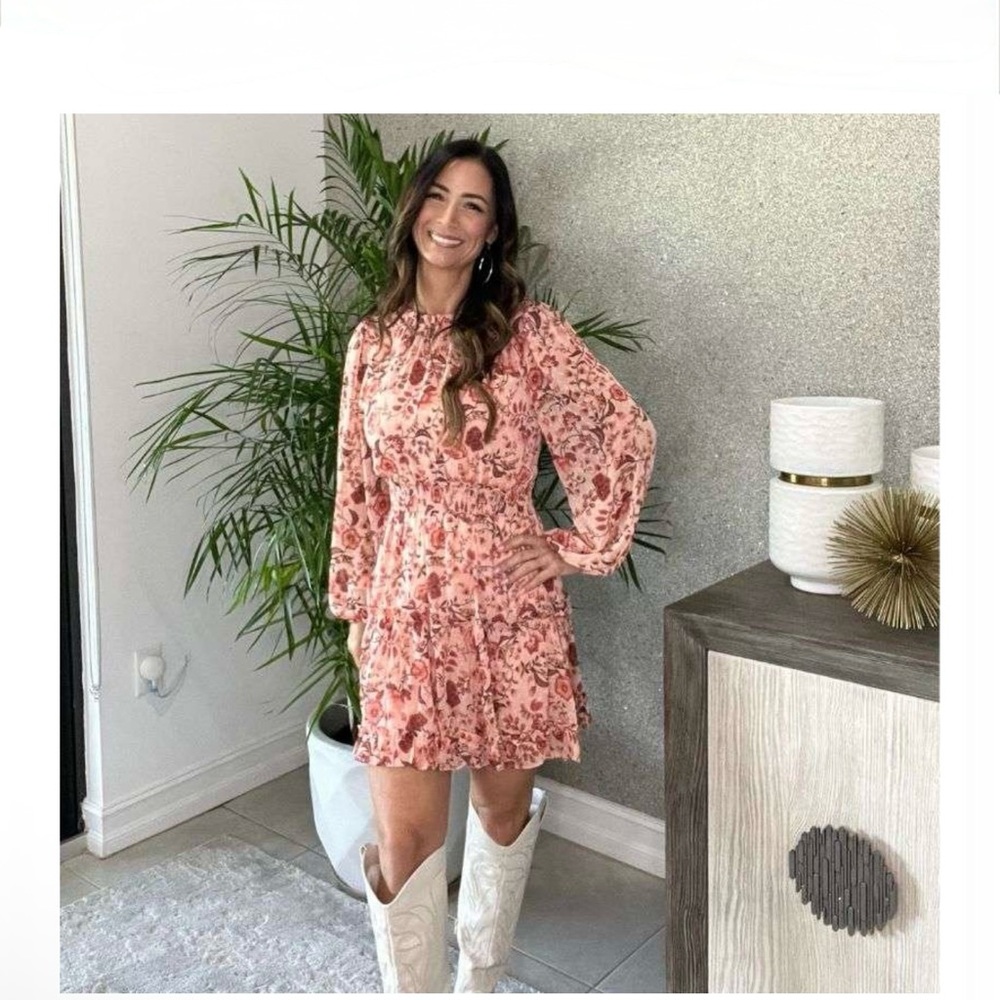 Lush Pink Long Sleeve Sundress for a Casual Night Out